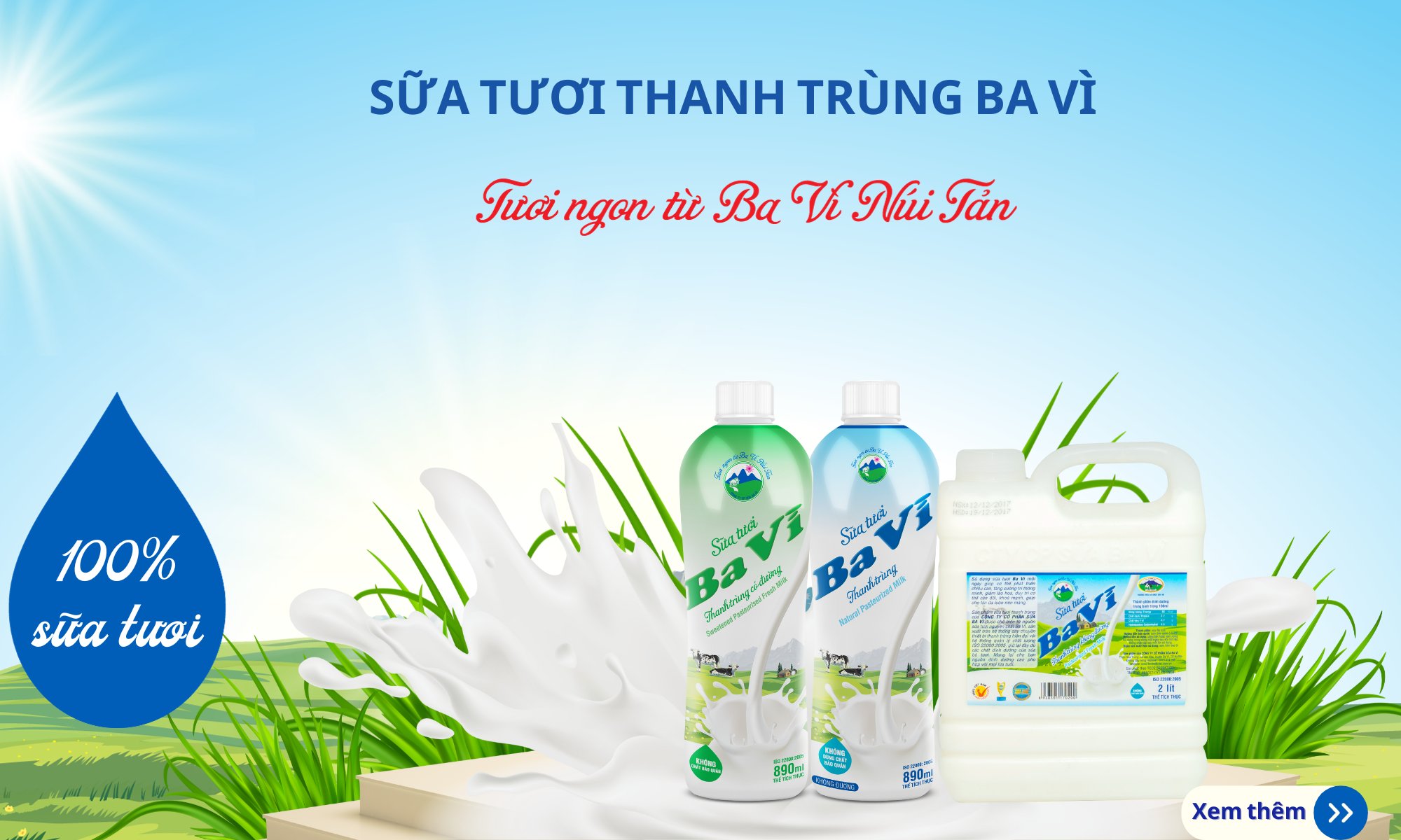 Sữa tươi thanh trùng Ba Vì - Tươi ngon từ Ba Vì Núi Tản