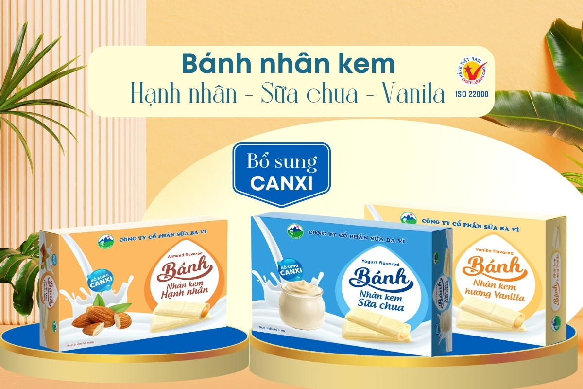 Bánh nhân kem bổ sung canxi