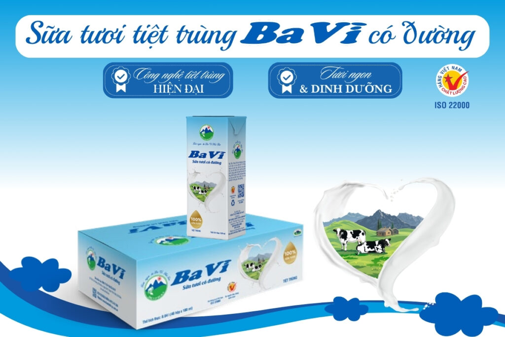 Sữa tươi tiệt trùng Ba Vì có đường